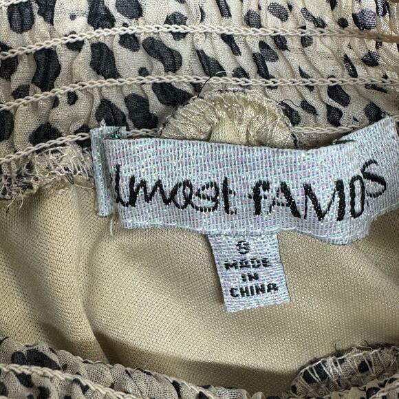 Almost Famous Tiered Sheer Ruffle Leopard Print Long Sleeve Dress Women 8 - Picture 8 of 11